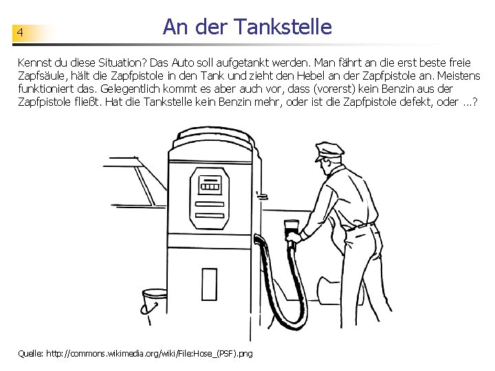 4 An der Tankstelle Kennst du diese Situation? Das Auto soll aufgetankt werden. Man