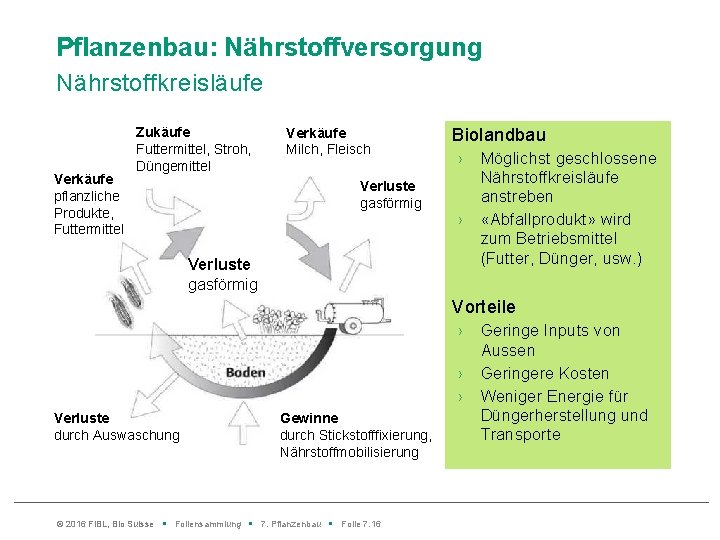 Pflanzenbau: Nährstoffversorgung Nährstoffkreisläufe Verkäufe pflanzliche Produkte, Futtermittel Zukäufe Futtermittel, Stroh, Düngemittel Verkäufe Milch, Fleisch