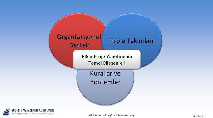 Organizasyonel Destek Proje Takımları Etkin Proje Yönetiminin Temel Bileşenleri Kurallar ve Yöntemler This information