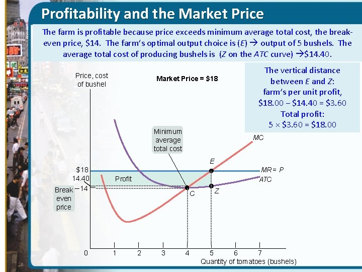 Profitability and the Market Price The farm is profitable because price exceeds minimum average