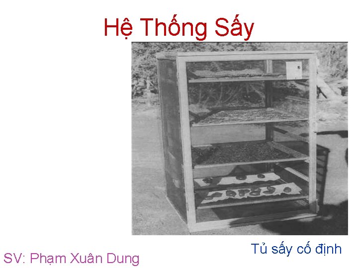 Hệ Thống Sấy SV: Phạm Xuân Dung Tủ sấy cố định 