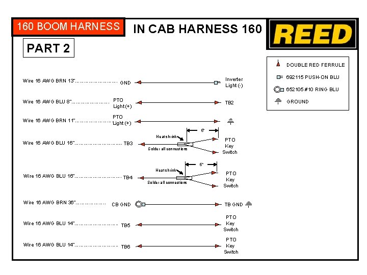 160 BOOM HARNESS IN CAB HARNESS 160 PART 2 DOUBLE RED FERRULE Wire 16