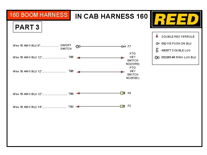 160 BOOM HARNESS IN CAB HARNESS 160 PART 3 DOUBLE RED FERRULE Wire 16