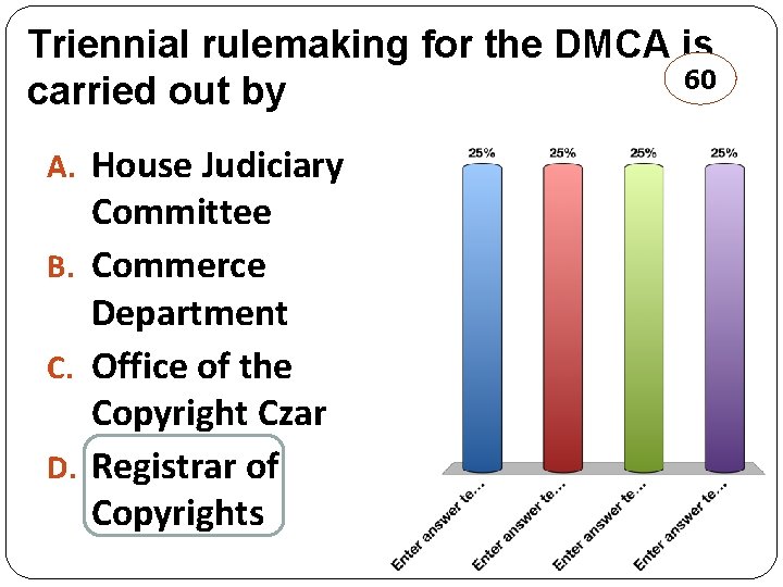 Triennial rulemaking for the DMCA is 60 carried out by A. House Judiciary Committee