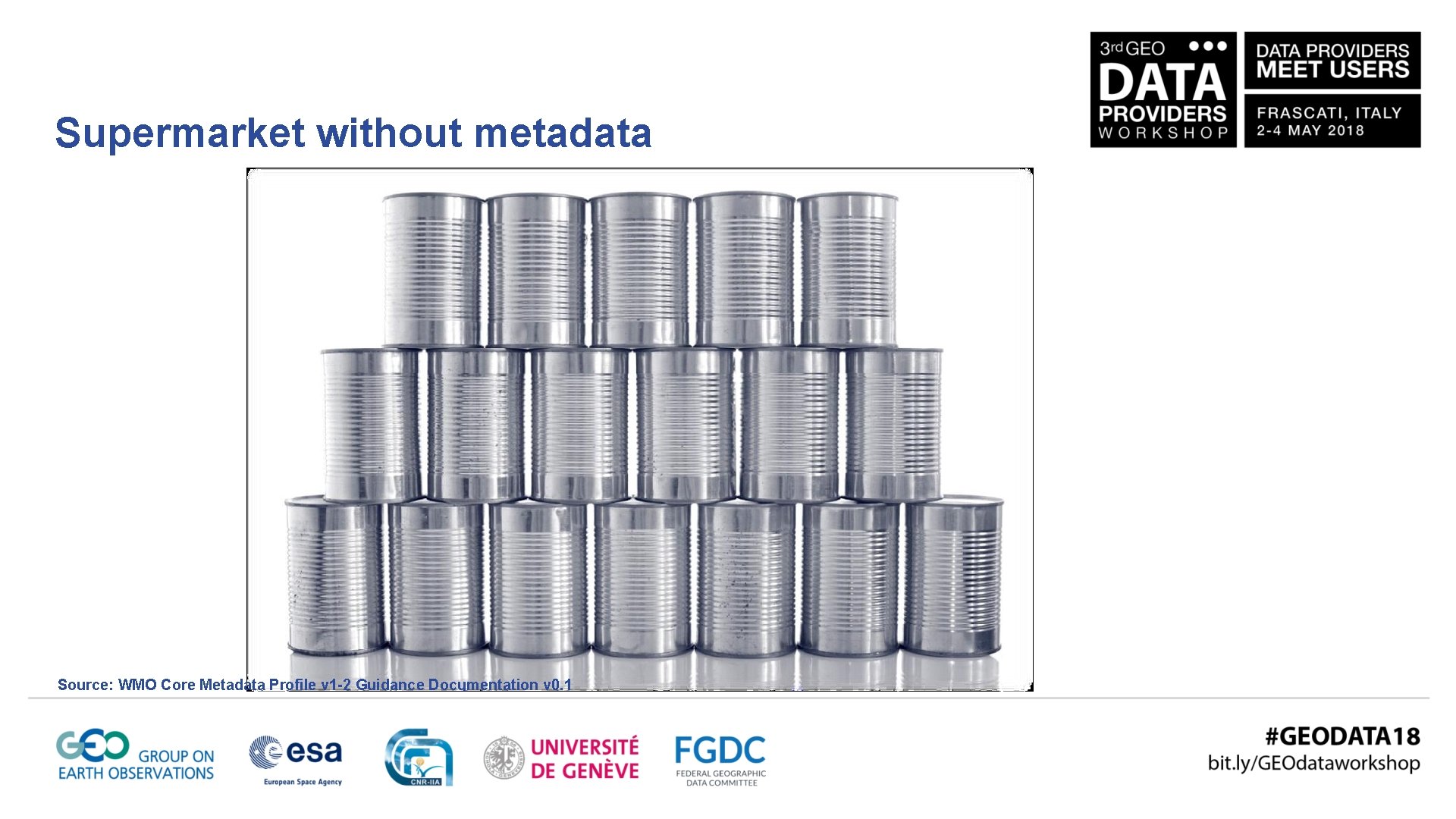 Supermarket without metadata Source: WMO Core Metadata Profile v 1 -2 Guidance Documentation v