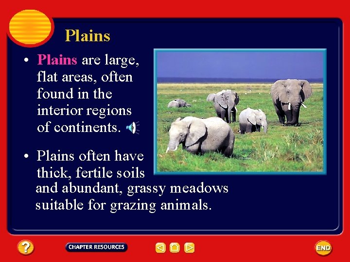 Plains • Plains are large, flat areas, often found in the interior regions of