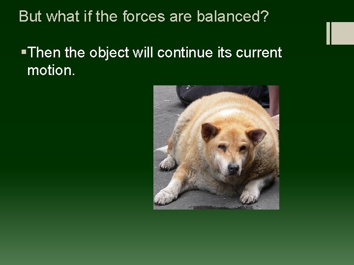 But what if the forces are balanced? §Then the object will continue its current