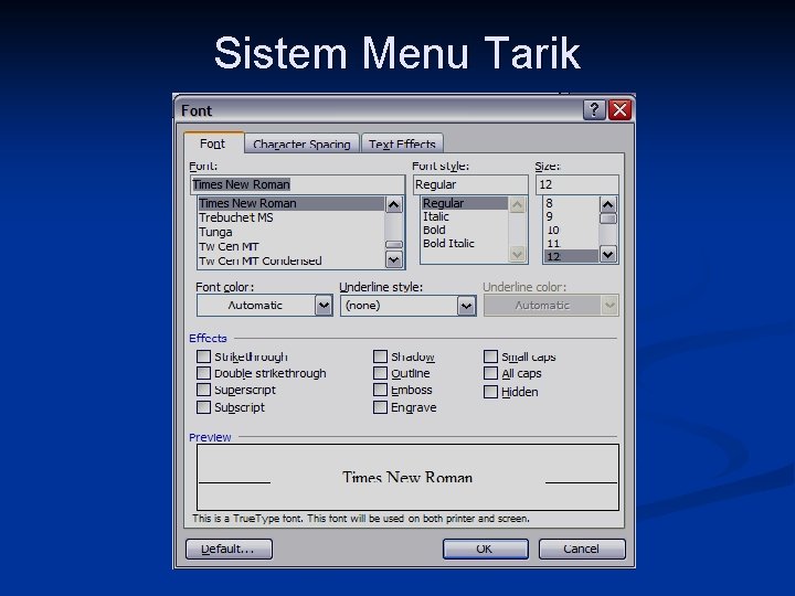 Sistem Menu Tarik 