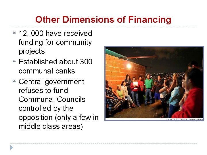 Other Dimensions of Financing 12, 000 have received funding for community projects Established about