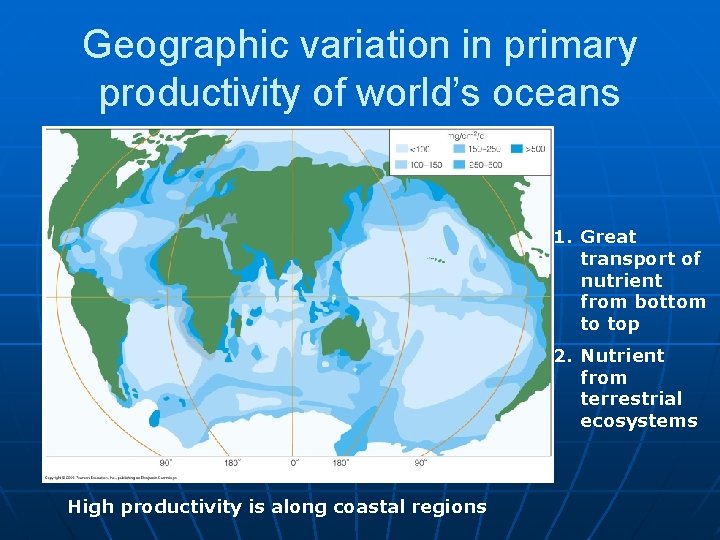 Geographic variation in primary productivity of world’s oceans 1. Great transport of nutrient from