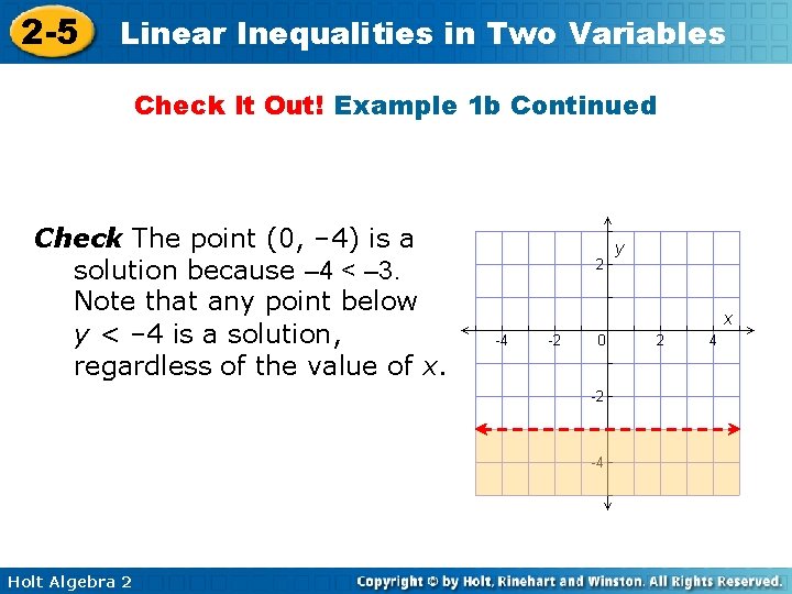 2 -5 Linear Inequalities in Two Variables Check It Out! Example 1 b Continued