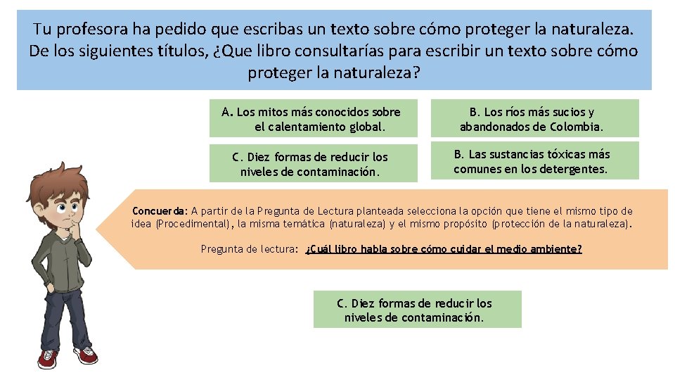 Tu profesora ha pedido que escribas un texto sobre cómo proteger la naturaleza. De