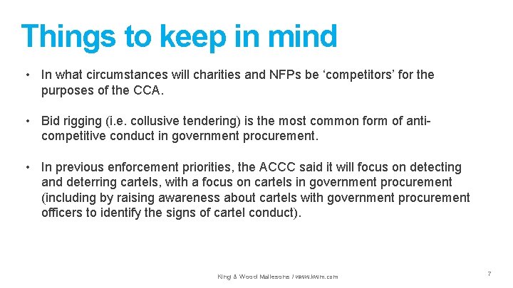 Things to keep in mind • In what circumstances will charities and NFPs be