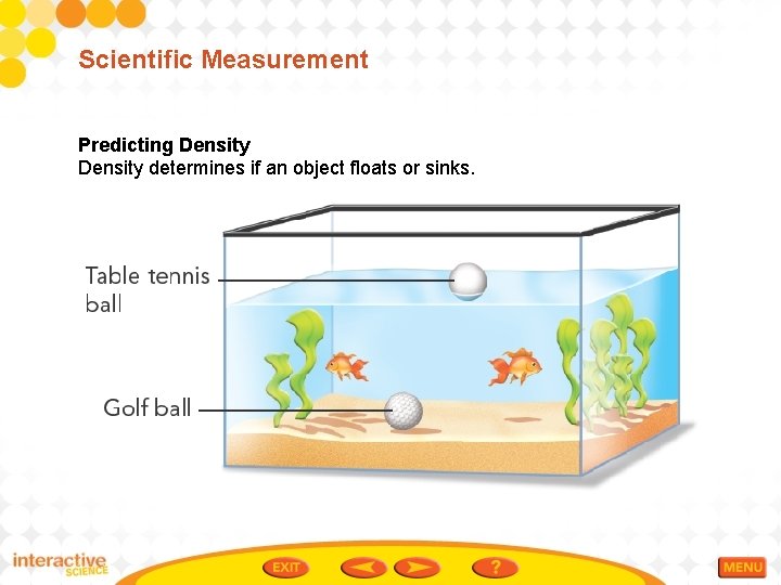Scientific Measurement Predicting Density determines if an object floats or sinks. 