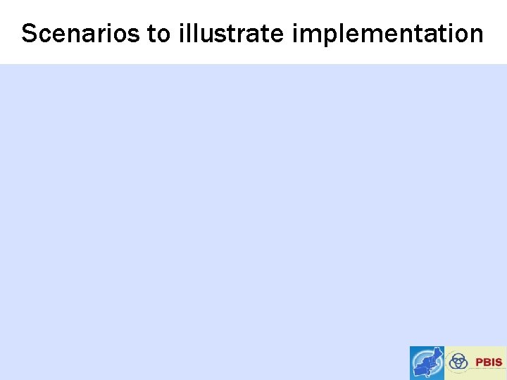 Scenarios to illustrate implementation 