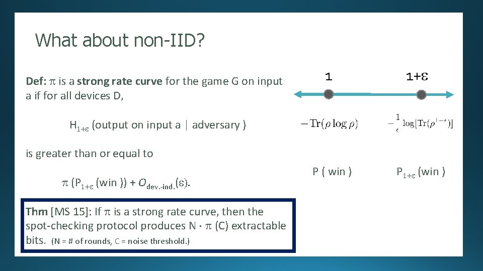 What about non-IID? Randomness Expansion 1 1+e Def: [Several p is a strong rate