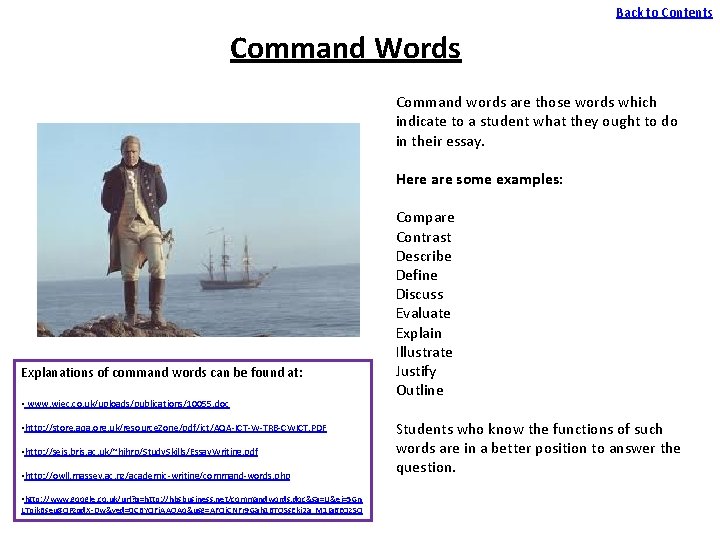 Back to Contents Command Words Command words are those words which indicate to a