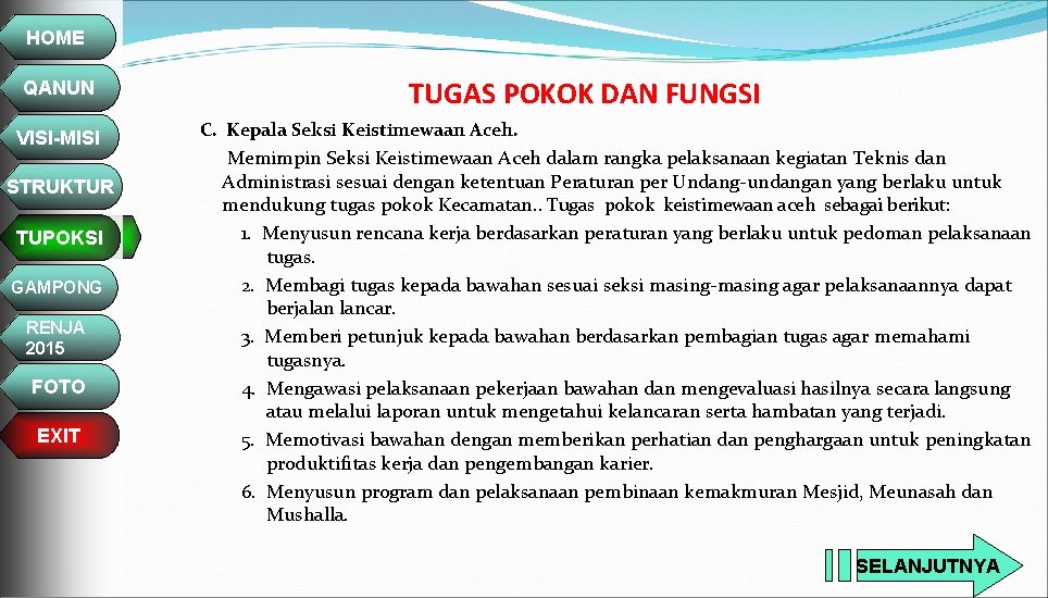 HOME QANUN VISI-MISI STRUKTUR TUPOKSI GAMPONG RENJA 2015 FOTO EXIT TUGAS POKOK DAN FUNGSI