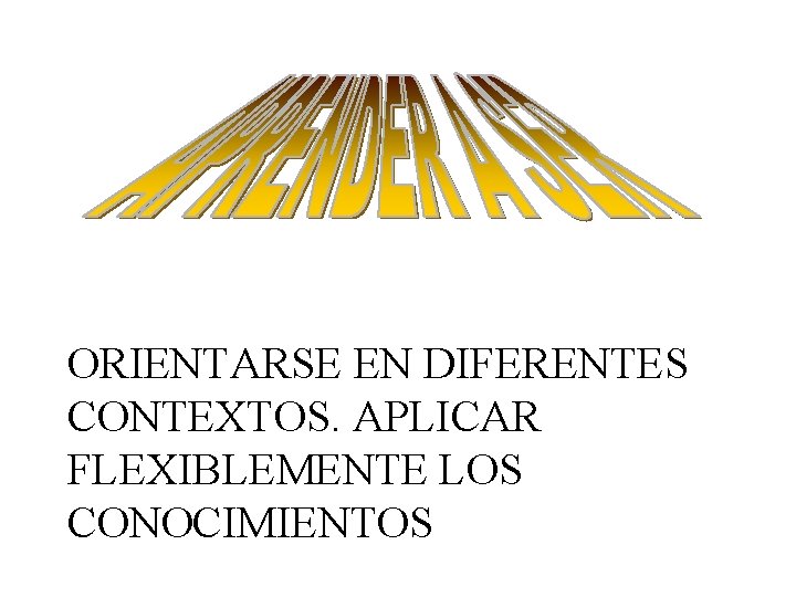 ORIENTARSE EN DIFERENTES CONTEXTOS. APLICAR FLEXIBLEMENTE LOS CONOCIMIENTOS 