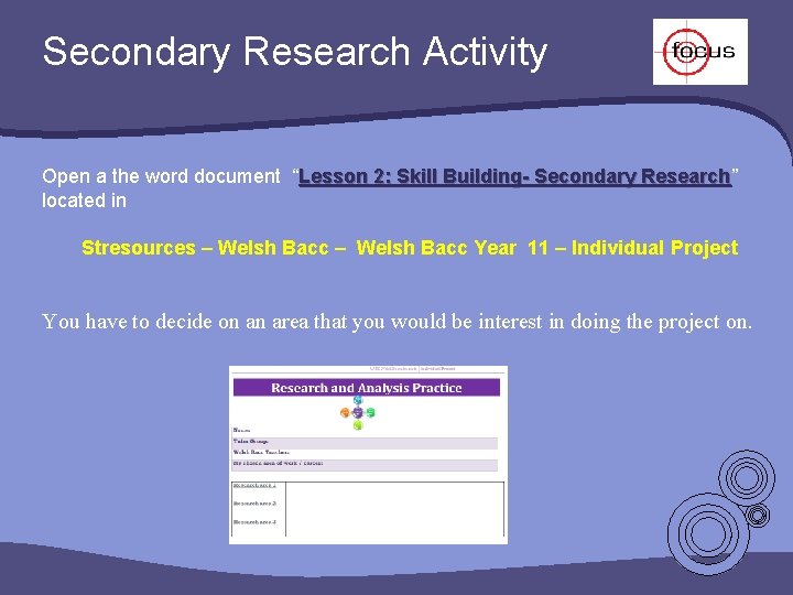 Secondary Research Activity Open a the word document “Lesson 2: Skill Building- Secondary Research” Secondary Research Activity Open a the word document “Lesson 2: Skill Building- Secondary Research”