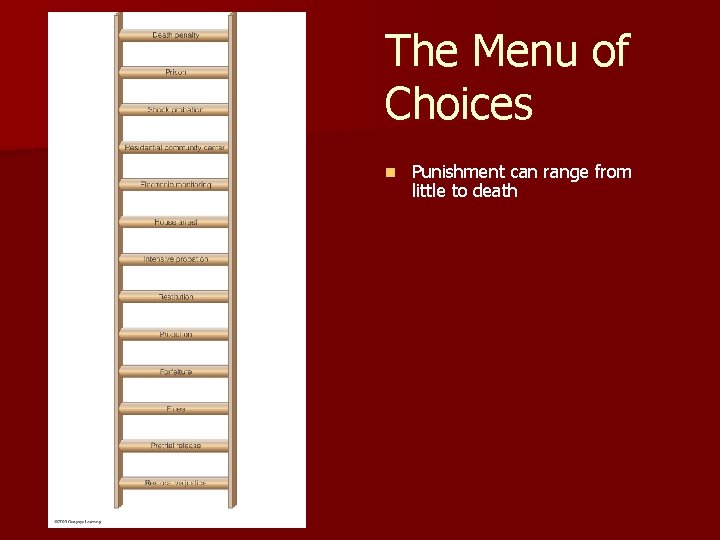 The Menu of Choices n Punishment can range from little to death 