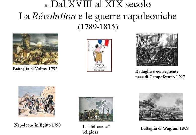 Dal XVIII al XIX secolo La Révolution e le guerre napoleoniche 8. 1 (1789