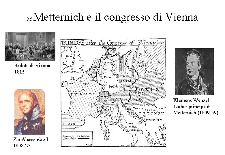 8. 5 Metternich e il congresso di Vienna Seduta di Vienna 1815 Klemens Wenzel