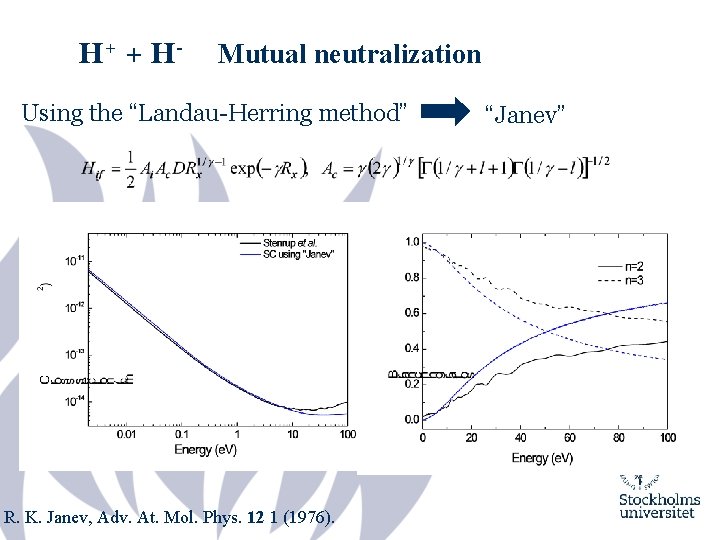 H+ + H - Mutual neutralization Using the “Landau-Herring method” R. K. Janev, Adv.