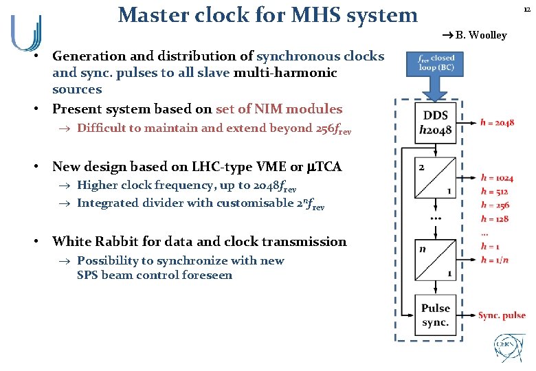 Master clock for MHS system • Generation and distribution of synchronous clocks and sync.