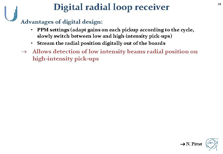 21 Digital radial loop receiver Advantages of digital design: • PPM settings (adapt gains