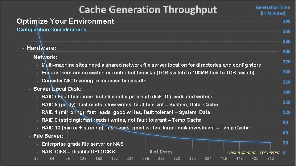 Optimize Your Environment Configuration Considerations • Hardware: - - - Network: - Multi-machine sites