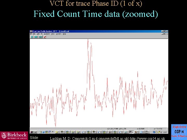 VCT for trace Phase ID (1 of x) Fixed Count Time data (zoomed) Slide