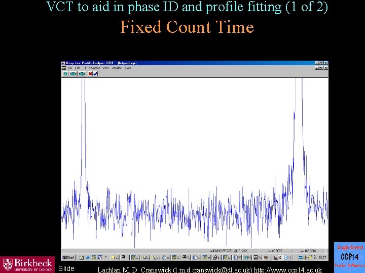 VCT to aid in phase ID and profile fitting (1 of 2) Fixed Count