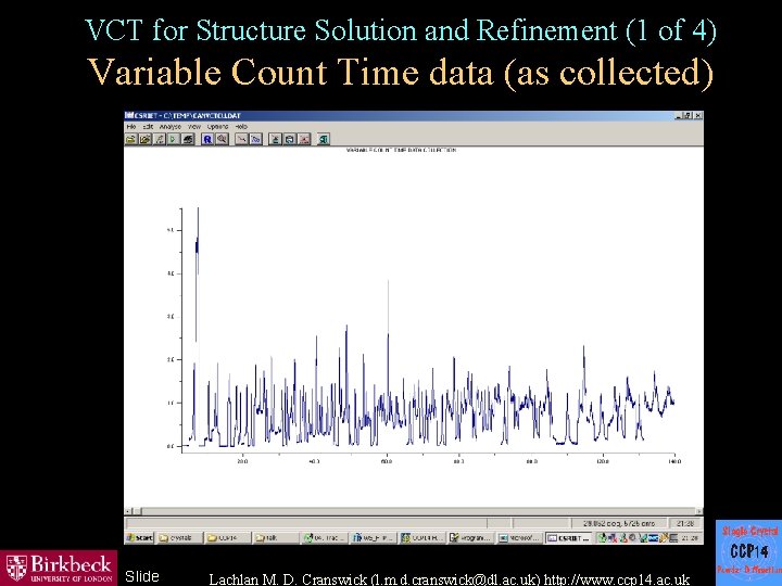 VCT for Structure Solution and Refinement (1 of 4) Variable Count Time data (as