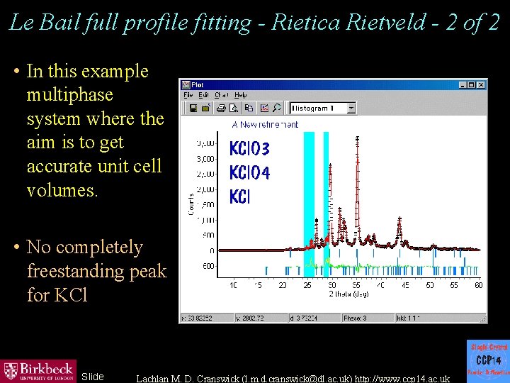 Le Bail full profile fitting - Rietica Rietveld - 2 of 2 • In