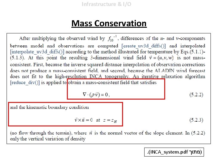 Infrastructure & I/O Mass Conservation . (INCA_system. pdf )מתוך 