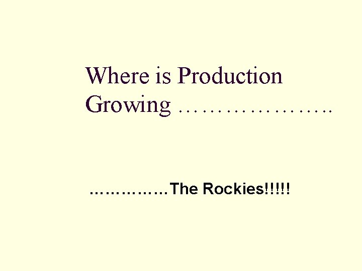 Where is Production Growing ………………. . ……………The Rockies!!!!! 