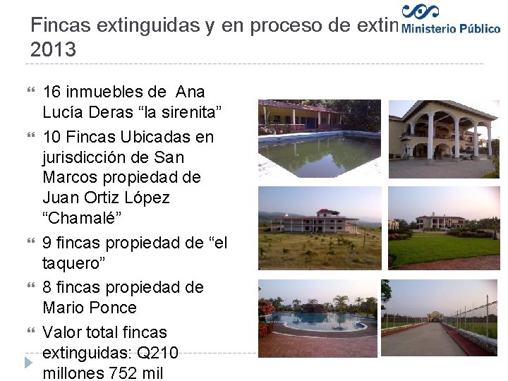 Fincas extinguidas y en proceso de extinción 2013 16 inmuebles de Ana Lucía Deras