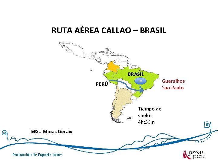 RUTA AÉREA CALLAO – BRASIL PERÚ MG Tiempo de vuelo: 4 h: 50 m