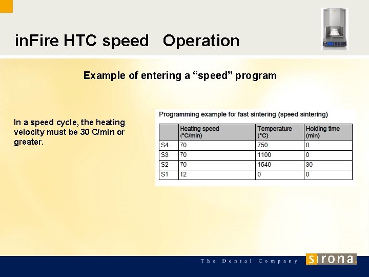 in. Fire HTC speed Operation Example of entering a “speed” program In a speed