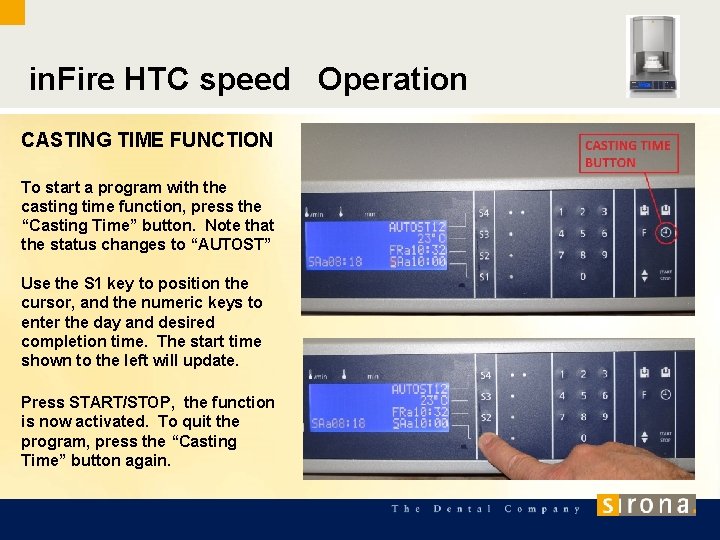 in. Fire HTC speed Operation CASTING TIME FUNCTION To start a program with the