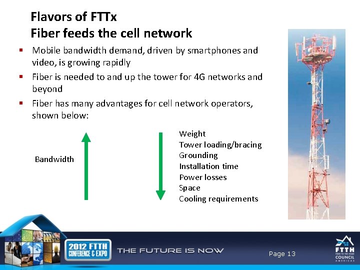 Flavors of FTTx Fiber feeds the cell network § Mobile bandwidth demand, driven by