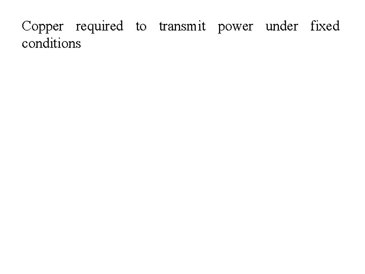 Copper required to transmit power under fixed conditions 