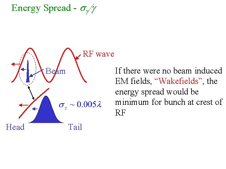 Energy Spread - sg/g RF wave If there were no beam induced EM fields,