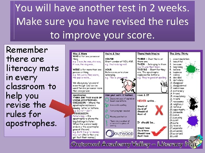 You will have another test in 2 weeks. Make sure you have revised the
