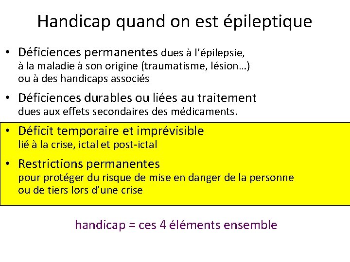 Handicap quand on est épileptique • Déficiences permanentes dues à l’épilepsie, à la maladie