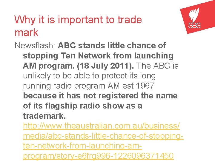 Why it is important to trade mark Newsflash: ABC stands little chance of stopping