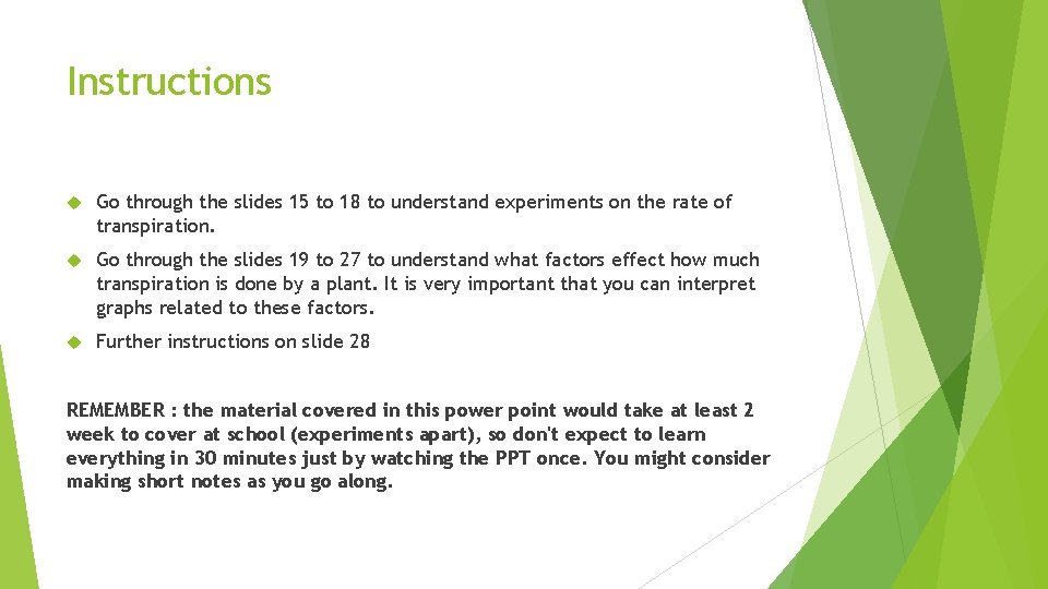 Instructions Go through the slides 15 to 18 to understand experiments on the rate