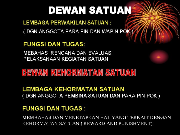 LEMBAGA PERWAKILAN SATUAN : ( DGN ANGGOTA PARA PIN DAN WAPIN POK ) FUNGSI
