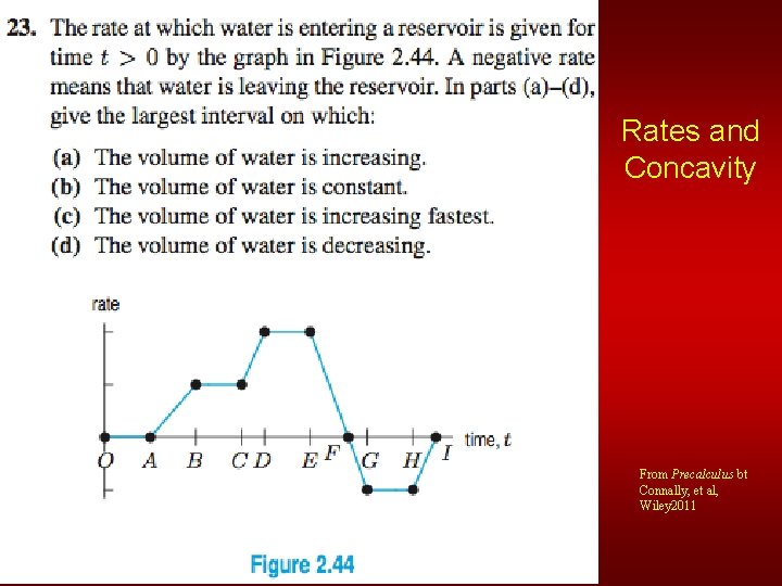 Rates and Concavity From Precalculus bt Connally, et al, Wiley 2011 